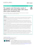The support and information needs of adolescents and young adults with cancer when active treatment ends