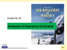 Lecture Risk management and insurance - Lecture No 19: Analysis of insurance contracts
