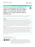 Value of peri-operative chemotherapy in patients with CINSARC high-risk localized grade 1 or 2 soft tissue sarcoma: Study protocol of the target selection phase III CHIC-STS trial