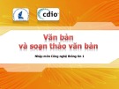 Bài giảng Nhập môn Công nghệ thông tin 1: Văn bản và soạn thảo văn bản