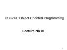 Lecture Object oriented programming - Lecture no 01