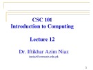 Lecture Introduction to computing - Lecture 12