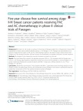Five-year disease-free survival among stage II-IV breast cancer patients receiving FAC and AC chemotherapy in phase II clinical trials of Panagen