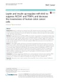 Leptin and insulin up-regulate miR-4443 to suppress NCOA1 and TRAF4, and decrease the invasiveness of human colon cancer cells