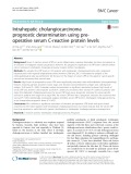 Intrahepatic cholangiocarcinoma prognostic determination using preoperative serum C-reactive protein levels