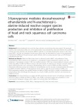 5-lipoxygenase mediates docosahexaenoyl ethanolamide and N-arachidonoyl-Lalanine-induced reactive oxygen species production and inhibition of proliferation of head and neck squamous cell carcinoma cells