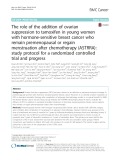 The role of the addition of ovarian suppression to tamoxifen in young women with hormone-sensitive breast cancer who remain premenopausal or regain menstruation after chemotherapy (ASTRRA): Study protocol for a randomized controlled trial and progress