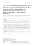 Feasibility study of first-line chemotherapy using Pemetrexed and Bevacizumab for advanced or recurrent nonsquamous nonsmall cell lung cancer in elderly patients: TORG1015