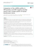 Comparison of the miRNA profiles in HPV-positive and HPV-negative tonsillar tumors and a model system of human keratinocyte clones