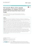 Anti-vascular effects of the cytosolic phospholipase A2 inhibitor AVX235 in a patient-derived basal-like breast cancer model
