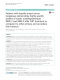 Patients with hepatic breast cancer metastases demonstrate highly specific profiles of matrix metalloproteinases MMP-2 and MMP-9 after SIRT treatment as compared to other primary and secondary liver tumours