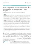 A cell transportation solution that preserves live circulating tumor cells in patient blood samples