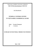 Summary of Doctoral thesis in Economics: Internal control system in Vietnamese commercial banks