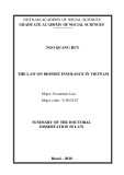 Summary of the Doctoral dissertation in Law: The law on deposit insurance in Vietnam