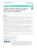 Newborn hearing screening coverage and detection rates of hearing impairment across China from 2008-2016