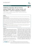 Inhibiting inducible miR-223 further reduces viable cells in human cancer cell lines MCF-7 and PC3 treated by celastrol