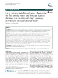 Lung cancer mortality and years of potential life lost among males and females over six decades in a country with high smoking prevalence: An observational study