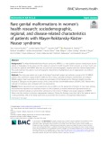 Rare genital malformations in women’s health research: Sociodemographic, regional, and disease-related characteristics of patients with Mayer-Rokitansky-KüsterHauser syndrome