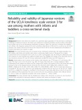 Reliability and validity of Japanese versions of the UCLA loneliness scale version 3 for use among mothers with infants and toddlers: A cross-sectional study