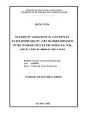 Summary of Doctoral thesis Transport construction engineering: Durability assessment of concrete by water permeability and chloride diffusion with consideration to the stress factor, application in bridge structure