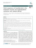 Polish experience of lenalidomide in the treatment of lower risk myelodysplastic syndrome with isolated del(5q)