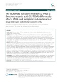 The glutamate transport inhibitor DL-Threo-β-Benzyloxyaspartic acid (DL-TBOA) differentially affects SN38- and oxaliplatin-induced death of drug-resistant colorectal cancer cells
