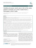 Smoking increases rectal cancer risk to the same extent in women as in men: Results from a Norwegian cohort study