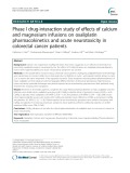 Phase I drug-interaction study of effects of calcium and magnesium infusions on oxaliplatin pharmacokinetics and acute neurotoxicity in colorectal cancer patients