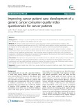 Improving cancer patient care: Development of a generic cancer consumer quality index questionnaire for cancer patients