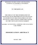 Dissertation abstract Accounting, Auditing and Analysing: The impact of the information of exchange rate differences on financial statements on the stock price of non-fianancal joint stock companies listed on the Vietnam’s stock market