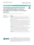 Incorporating representation learning and multihead attention to improve biomedical cross-sentence n-ary relation extraction