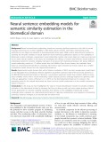 Neural sentence embedding models for semantic similarity estimation in the biomedical domain