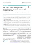 The VAAST Variant Prioritizer (VVP): Ultrafast, easy to use whole genome variant prioritization tool