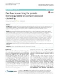 Fast batch searching for protein homology based on compression and clustering