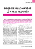 Nghị định số 99/2009/NĐ-CP có vi phạm pháp luật