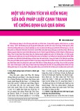 Một vài phân tích và kiến nghị sửa đổi pháp luật cạnh tranh về chống định giá quá đáng