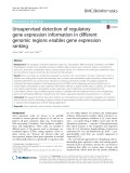 Unsupervised detection of regulatory gene expression information in different genomic regions enables gene expression ranking