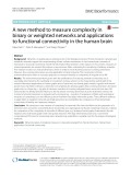 A new method to measure complexity in binary or weighted networks and applications to functional connectivity in the human brain