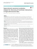 Sparse kernel canonical correlation analysis for discovery of nonlinear interactions in high-dimensional data
