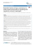 Extended notions of sign consistency to relate experimental data to signaling and regulatory network topologies