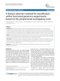 A feature selection method for classification within functional genomics experiments based on the proportional overlapping score