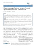 Mapping biological entities using the longest approximately common prefix method