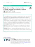 Subjective working memory predicts objective memory in cognitively normal aging: A HUNT study