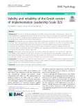 Validity and reliability of the Greek version of Implementation Leadership Scale (ILS)