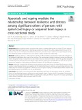 Appraisals and coping mediate the relationship between resilience and distress among significant others of persons with spinal cord injury or acquired brain injury: A cross-sectional study