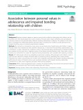 Association between personal values in adolescence and impaired bonding relationship with children