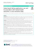 Swipe-based dating applications use and its association with mental health outcomes: A cross-sectional study