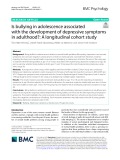 Is bullying in adolescence associated with the development of depressive symptoms in adulthood?: A longitudinal cohort study