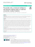 Personality traits, emotional intelligence and decision-making styles in Lebanese universities medical students