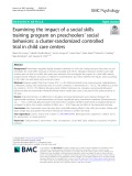 Examining the impact of a social skills training program on preschoolers’ social behaviors: A cluster-randomized controlled trial in child care centers